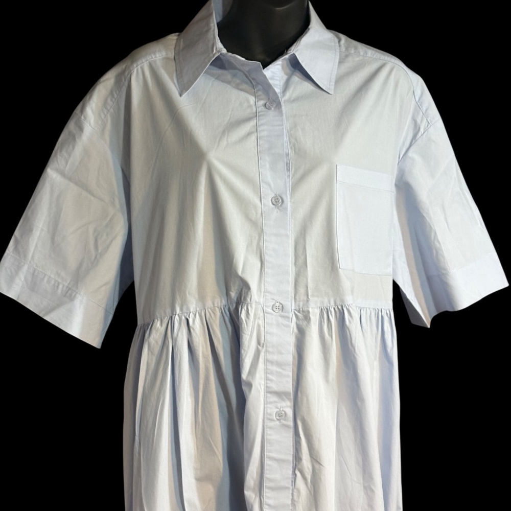 Mable 100% cotton Tiered Shirt Dress blue size medium - Picture 3 of 10